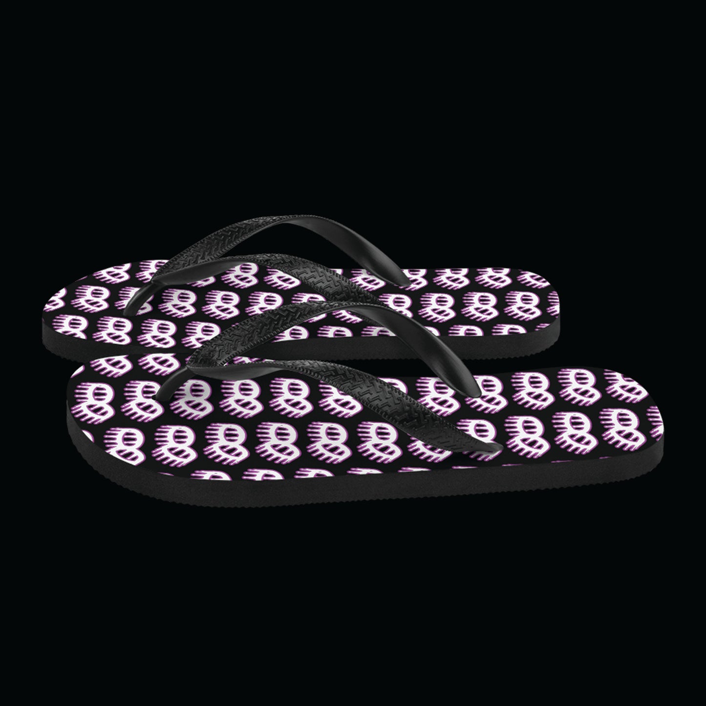 Pink and Black Crown Flip Flops