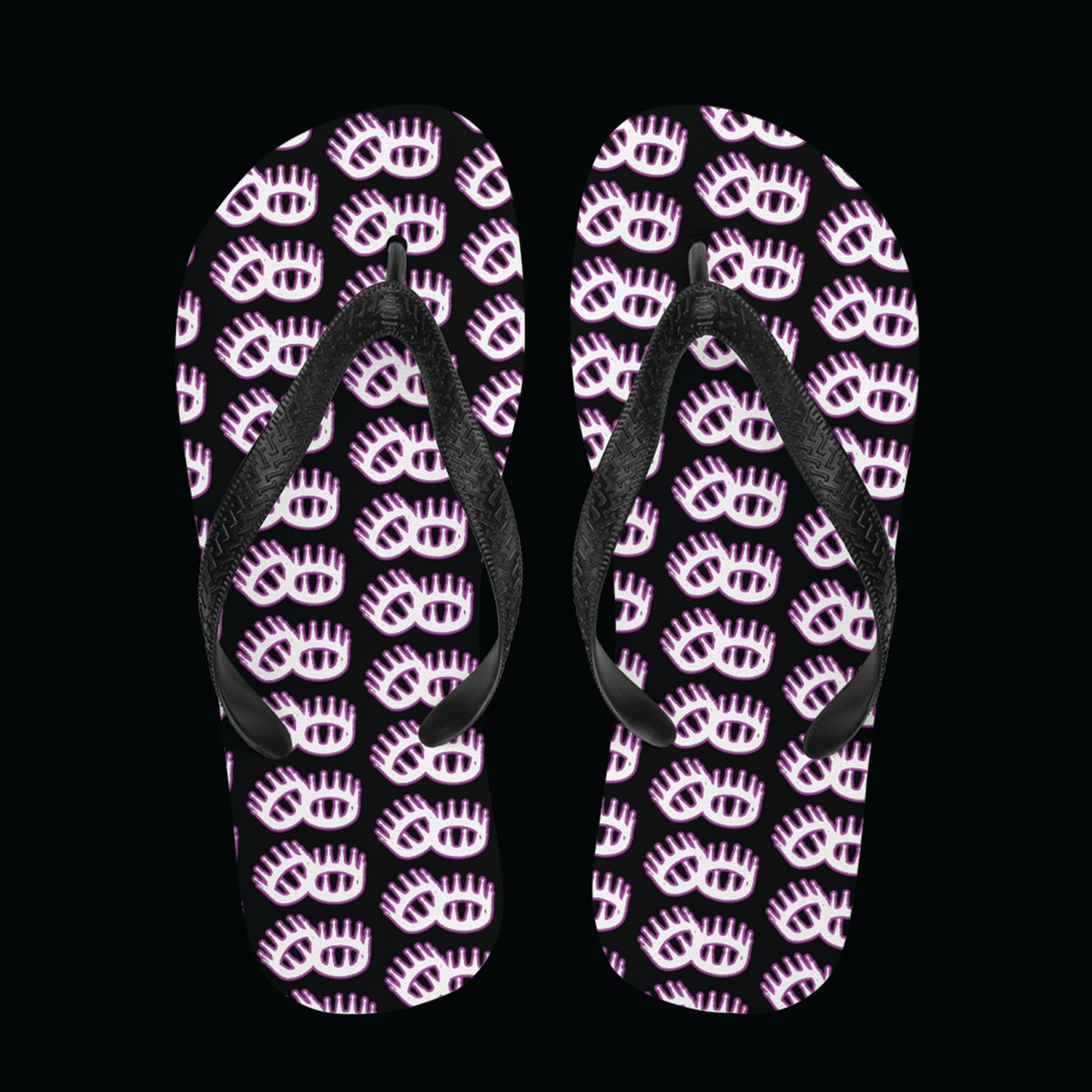 Pink and Black Crown Flip Flops