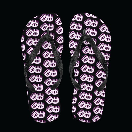 Pink and Black Crown Flip Flops