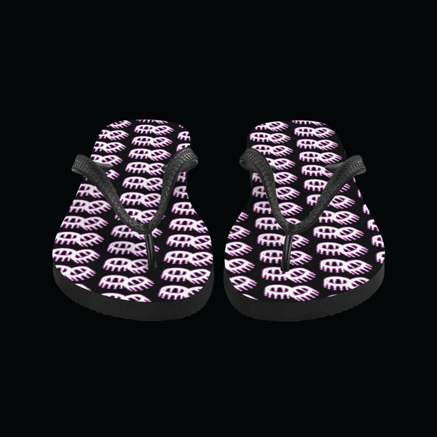 Pink and Black Crown Flip Flops