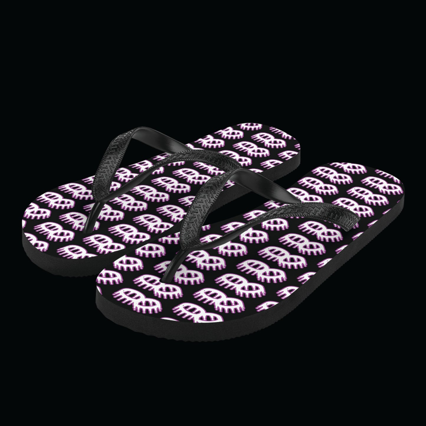 Pink and Black Crown Flip Flops