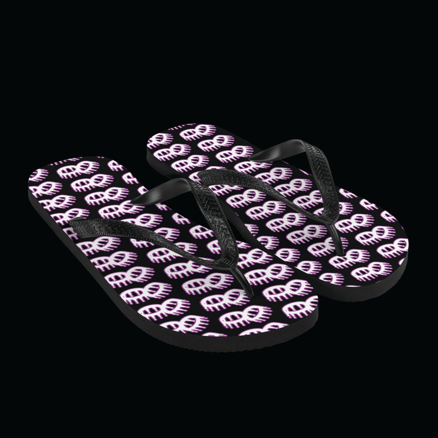 Pink and Black Crown Flip Flops